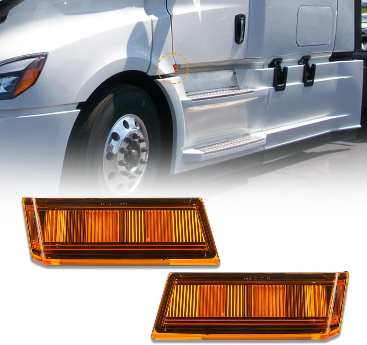 Luces señal giro LED ámbar para Freightliner Cascadia