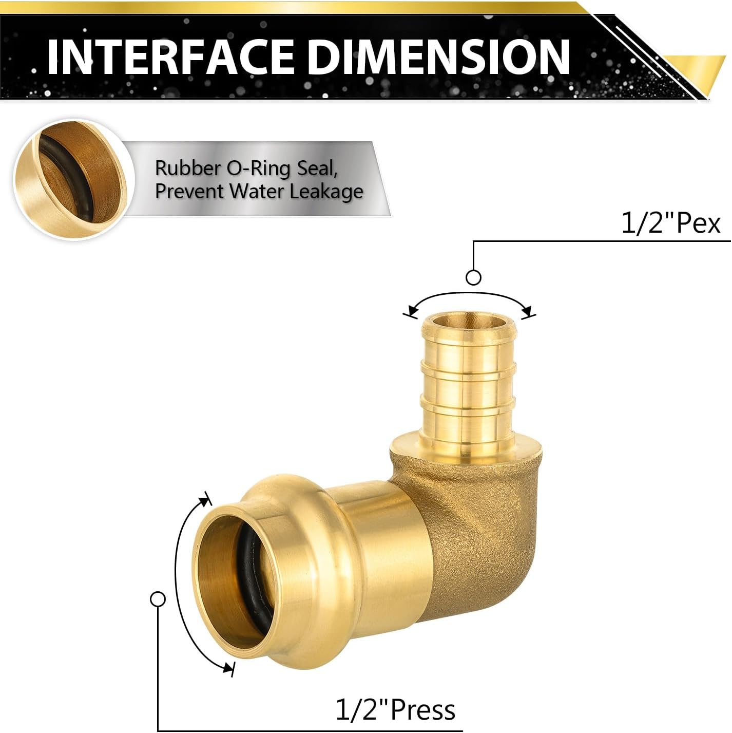 Prensa cobre 1/2pulg codo crimpado PEX accesorios latón