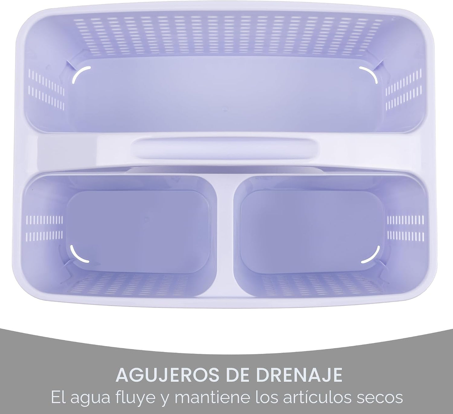 Organiz. ducha portátil con asa cesta plástico jabón champú