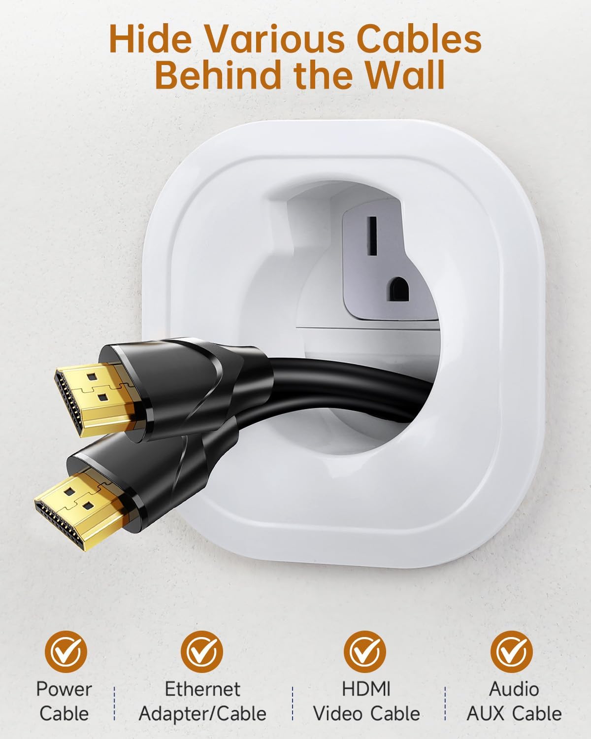 Kit organiz. cables pared con accesorio taladro