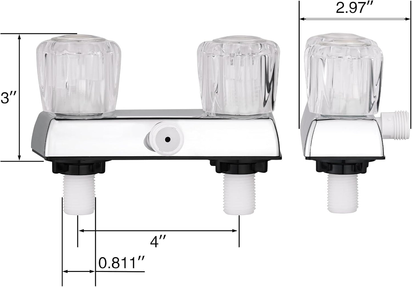 Grifo ducha RV 4" doble perilla acrílica cromo