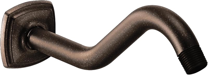 Brazo ducha curvado bronce aceitado con brida pared