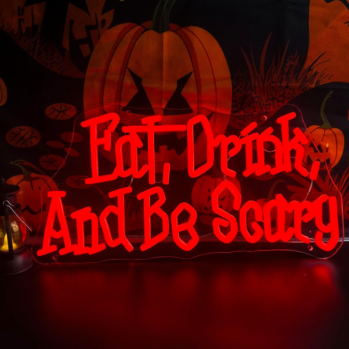 Letrero neón led texto inglés decoración sala terror
