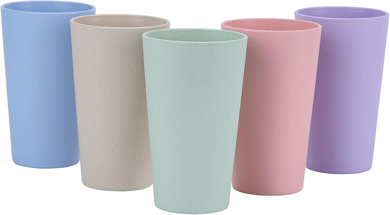 Taza paja trigo irrompible 20oz set 5 vasos reutilizables ecológico