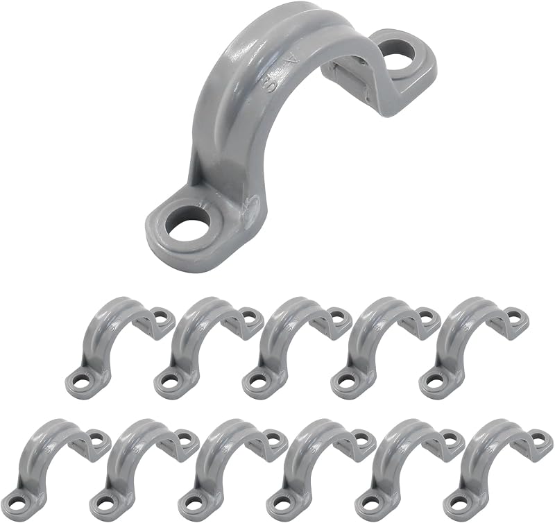 Correas tubería PVC 1/2pulg 2 agujeros plástico paquete 12