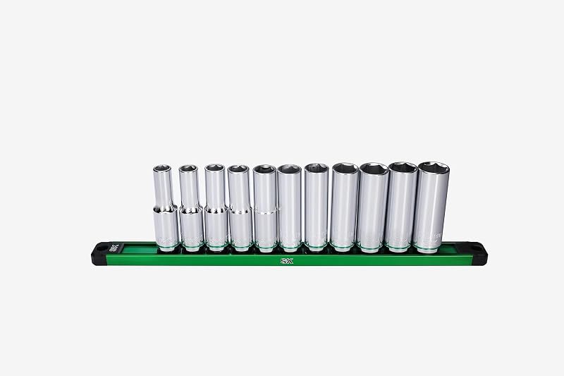Set 11 Pzas Llaves Vaso 1/2" 6 Puntos Cromo Profundo