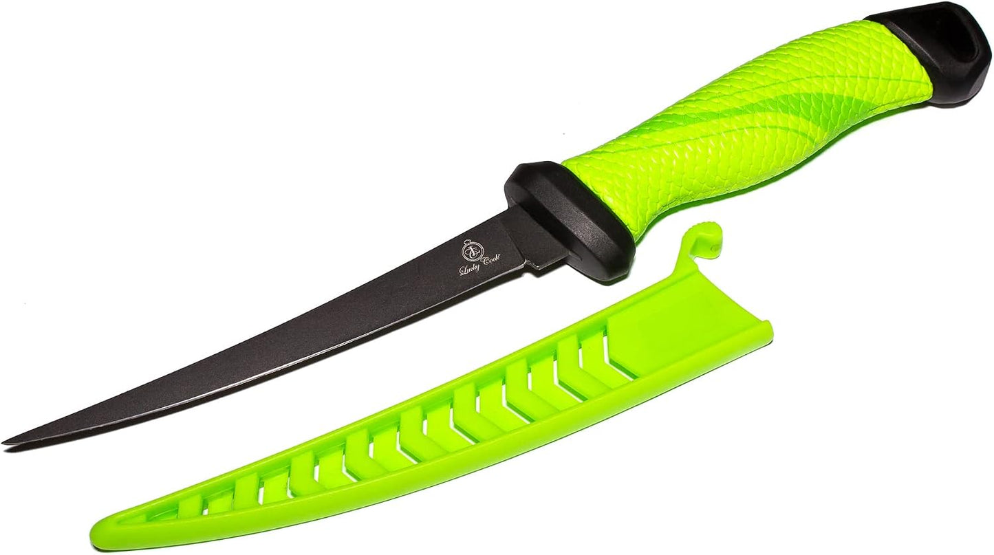 Cuchillo filete pescado curvado 6.5pulg flexible ergonómico