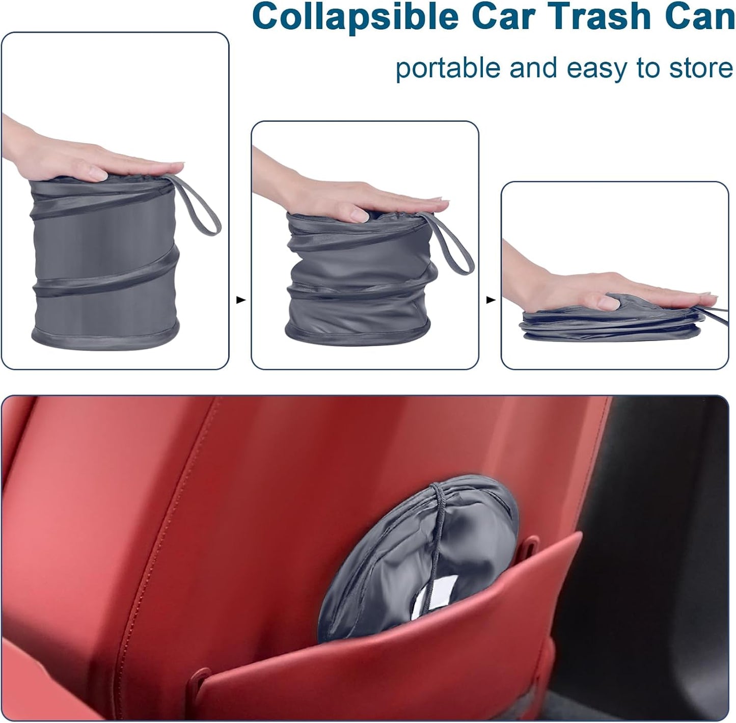 Basurero auto 2 Pzas cubos plegables asiento