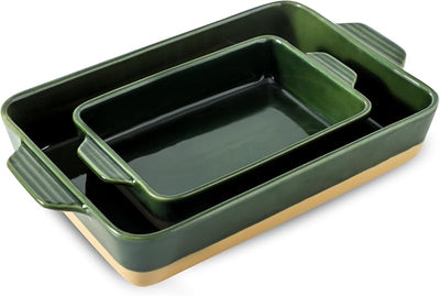 Molde hornear cerámica 9x13pulg y mediano juego servir verde bosque