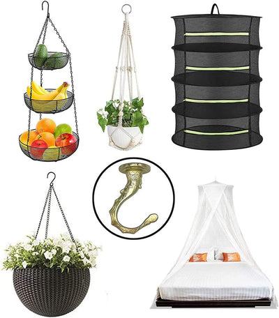 5 Set Ganchos Techo con Accesorios Colgar Plantas Dorados