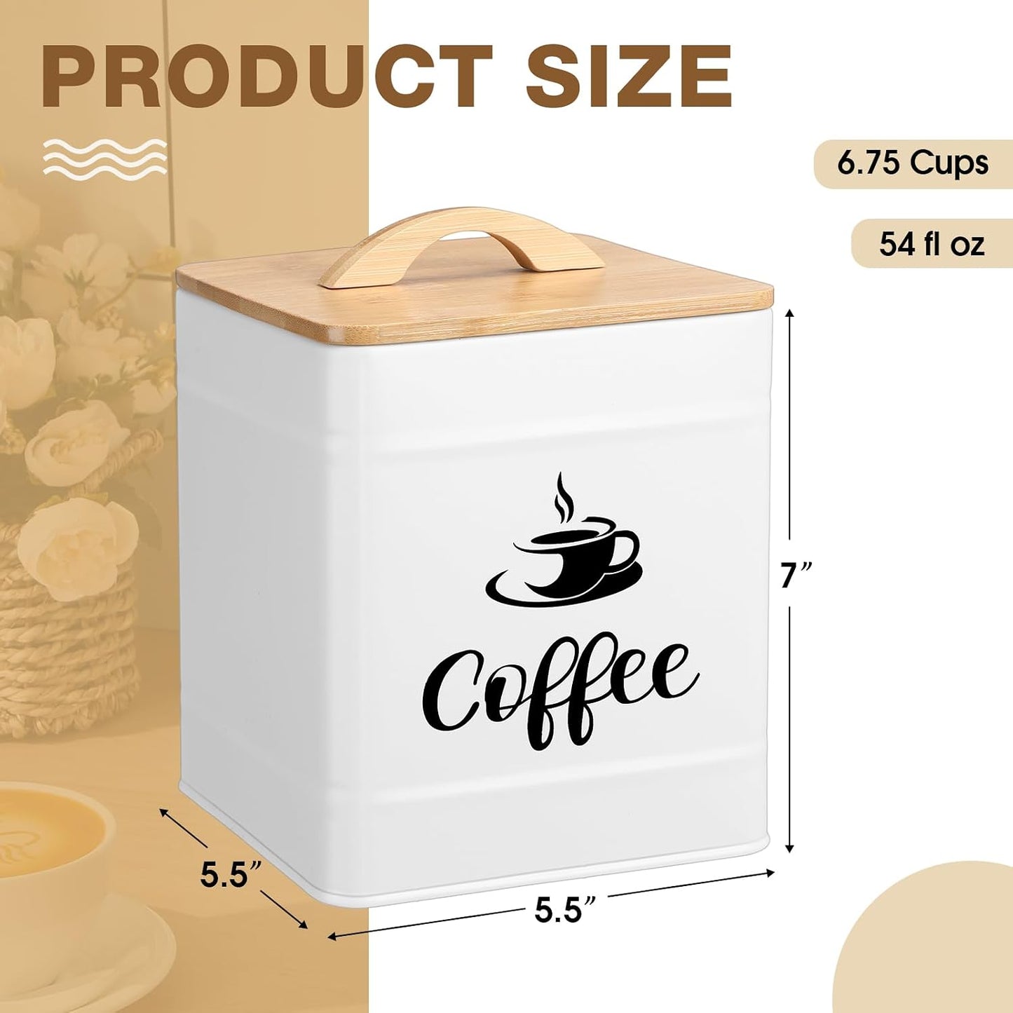 Contenedor café 40oz hierro tapa bambú almacenamiento té