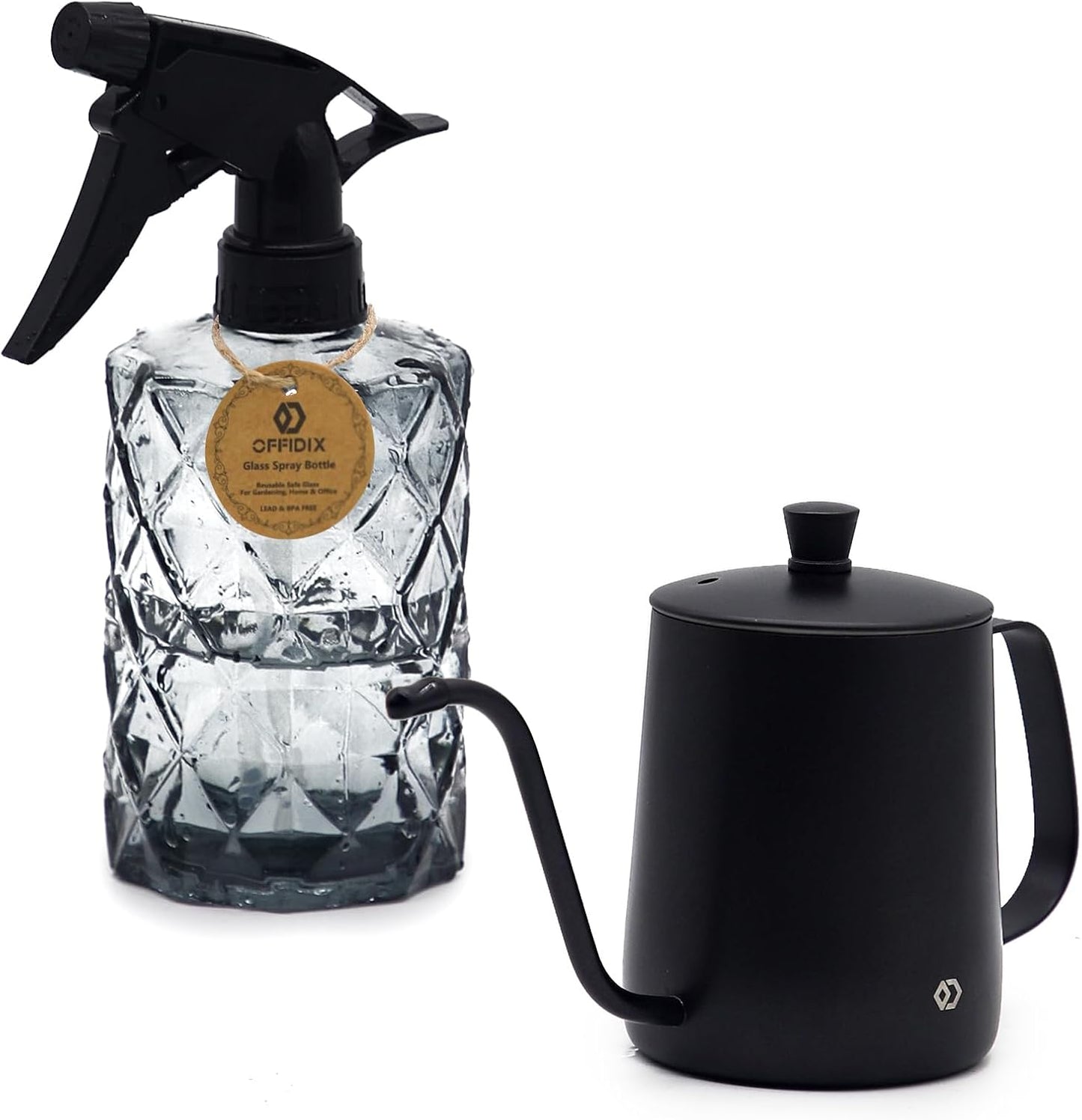 Regadera acero inox 21oz con botella vidrio 14oz para bonsái