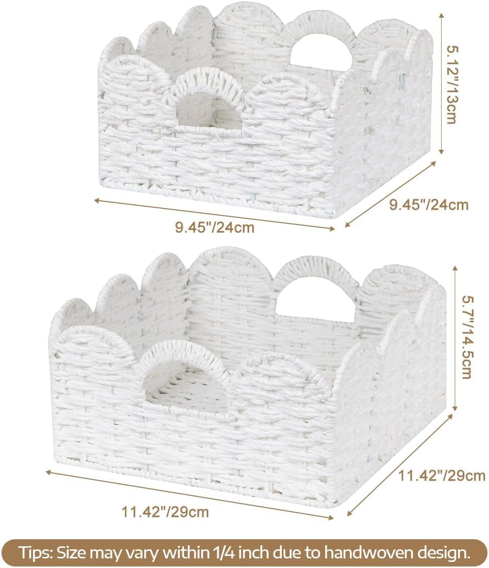 Cesta mimbre tejida a mano 2 Pzas blanco
