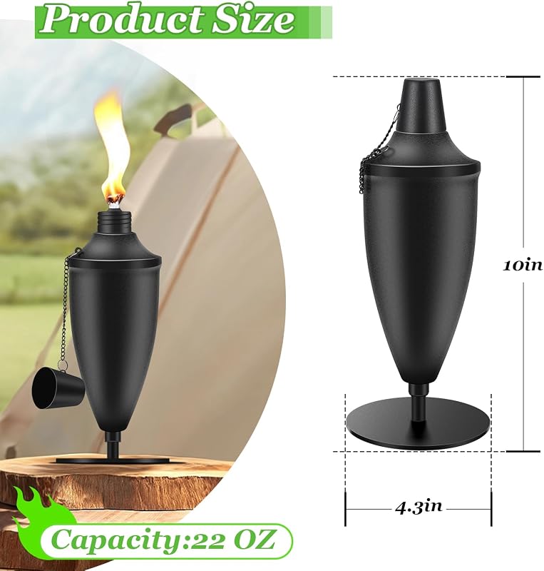 6 Linternas Metal Exteriores 22oz Recargable Con Mechas