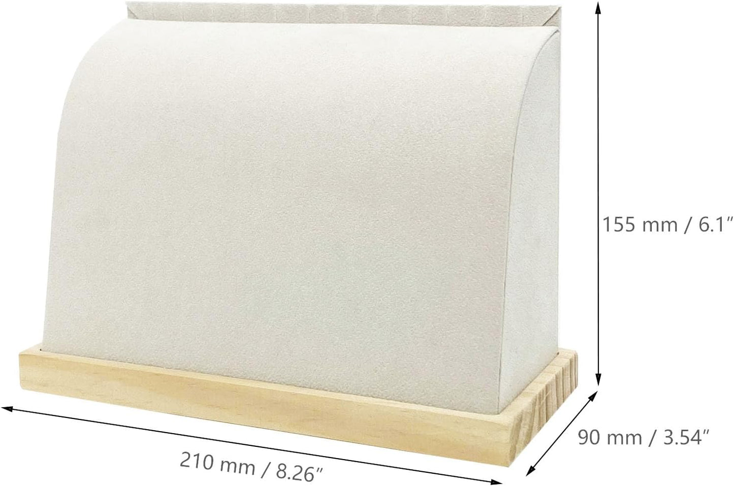 Soporte collar madera terciopelo beige para tienda