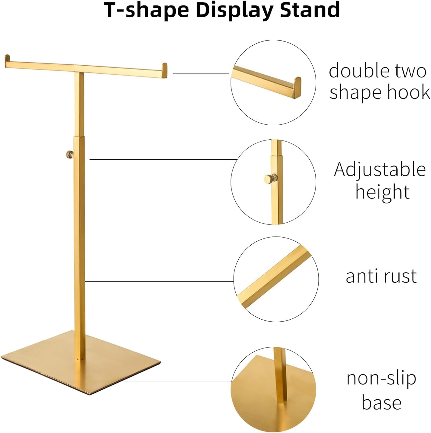 Soporte joyería acero inox altura ajustable dorado