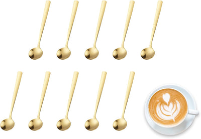 Paquete de 10 cucharas doradas de acero inoxidable SUS304 para café y té