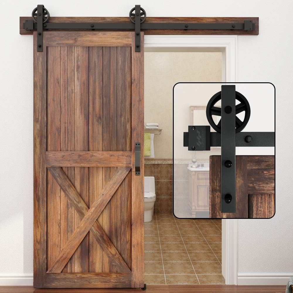 Kit herrajes puerta corrediza madera estilo establo negro