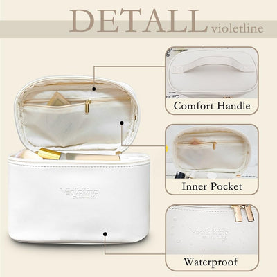 Bolsa maquillaje viaje mujer piel sintética set 2 impermeable