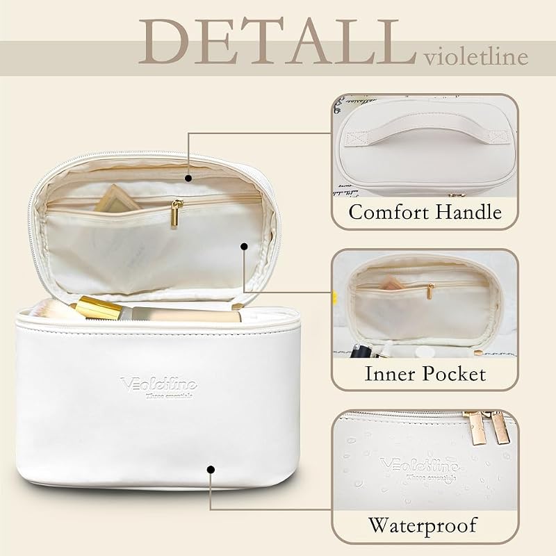 Bolsa maquillaje viaje mujer piel sintética set 2 impermeable