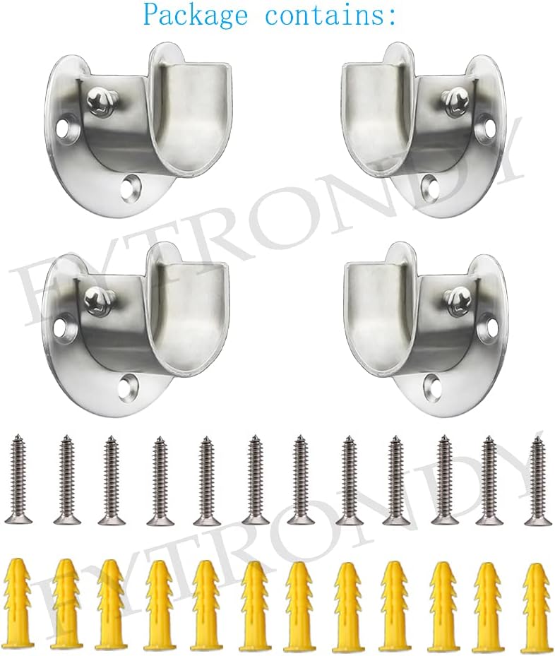 Soporte acero inox para barra armario y ducha 1"