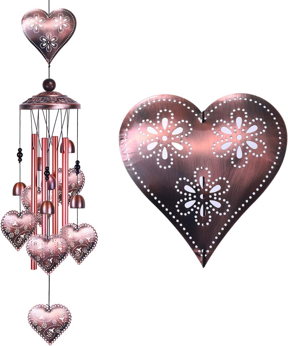 Carillones amorosos con 4 tubos aluminio 6 campanas 7 corazones