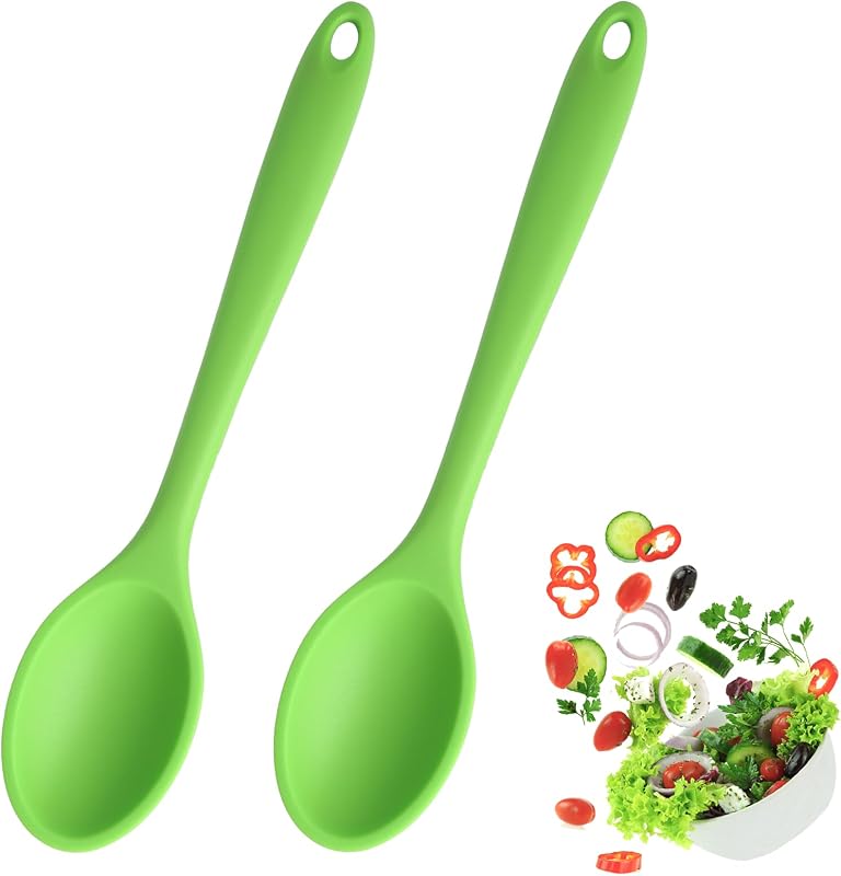 2 Cucharas Silicón Antiadherentes para Cocina Hornear Mezclar Verde