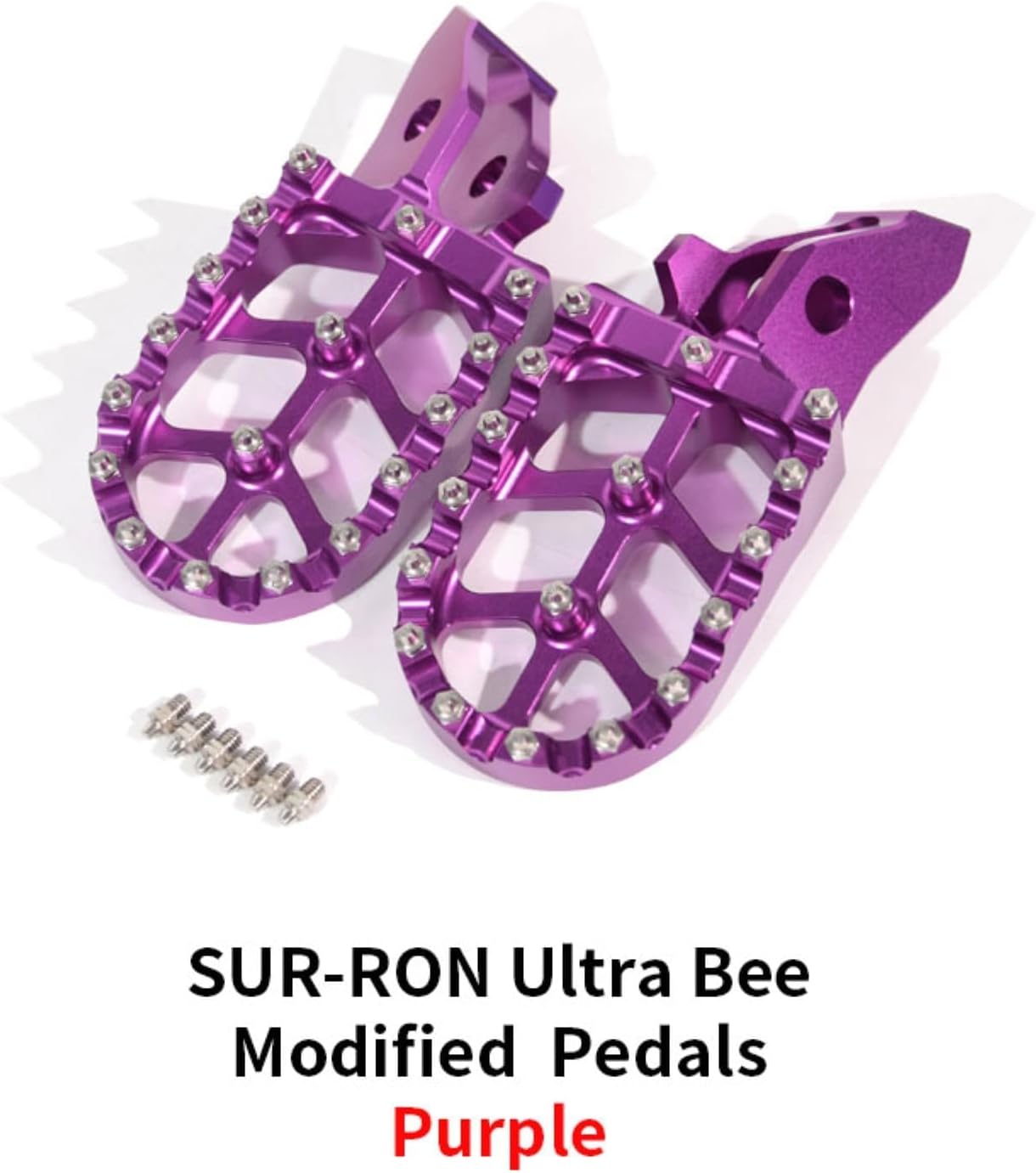 Estriberas aluminio 7075 para Sur Ron morado