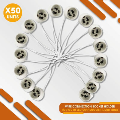 50 Soportes Base Cerámica GU10 Conector Lámpara LED Halógena