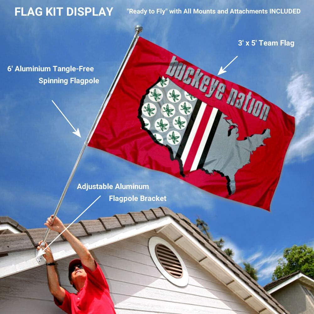Bandera Ohio State Buckeyes con poste y soporte