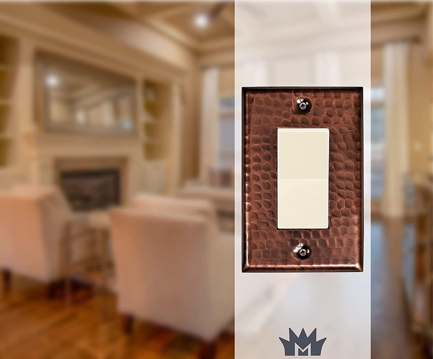 Placa pared cobre martillado para interruptor solo