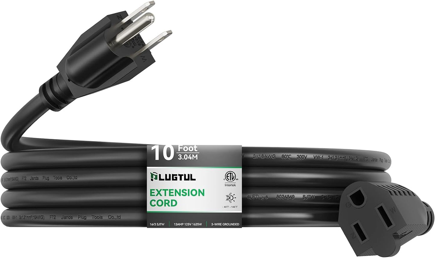 Cable extensión exterior 10ft impermeable 16/3 negro 13A 1625W