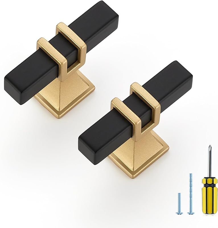30 Tiradores Armario 2" Negro Dorado para Cocina Tocadores