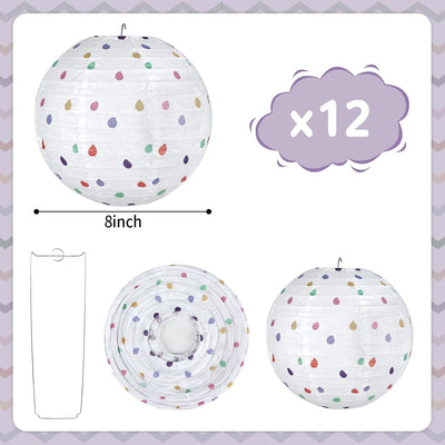 12 Linternas Papel Colgantes Bohemias 8" Decoración Fiesta