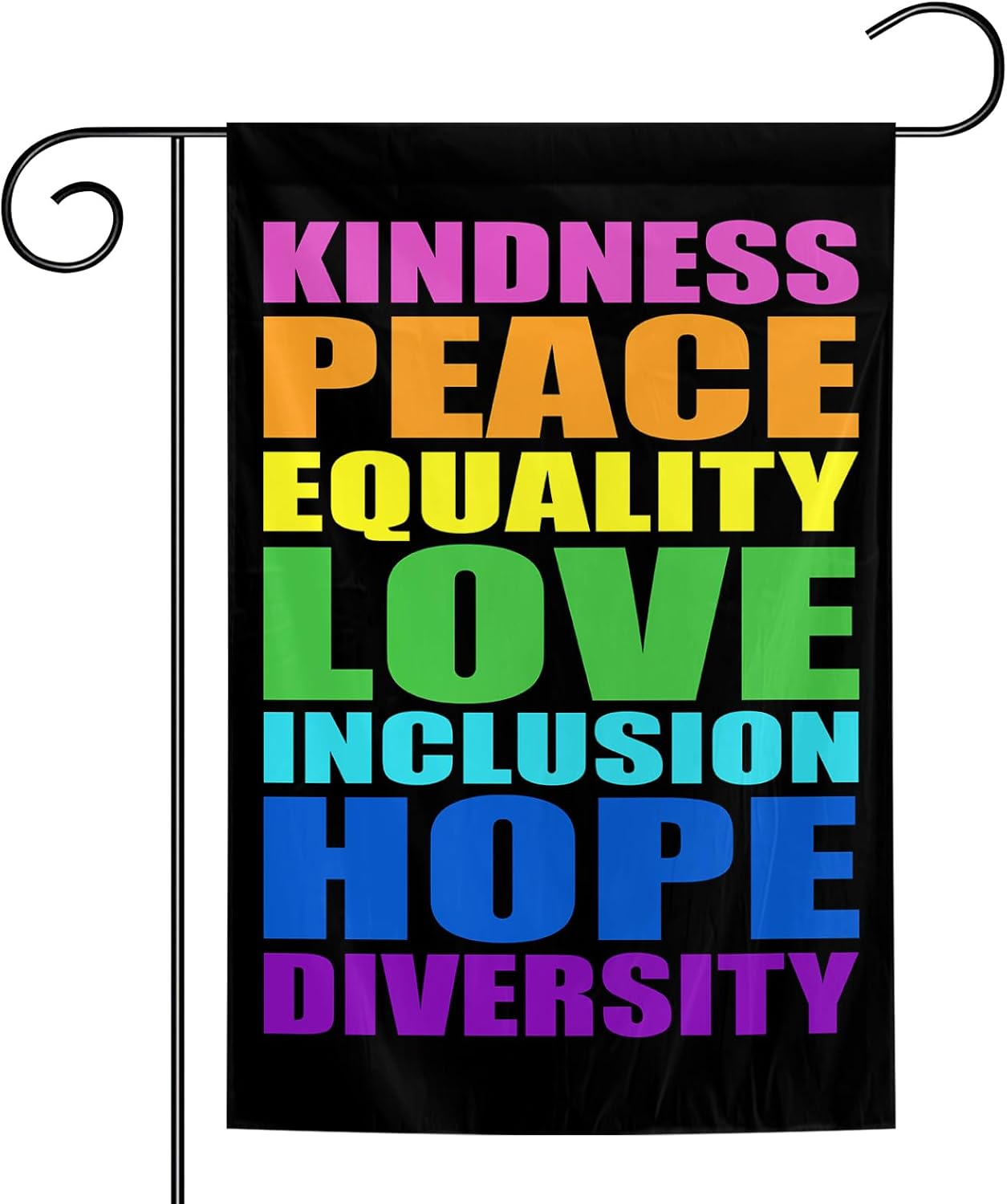 Bandera jardín 12x18 pulg textos kindness peace equality love