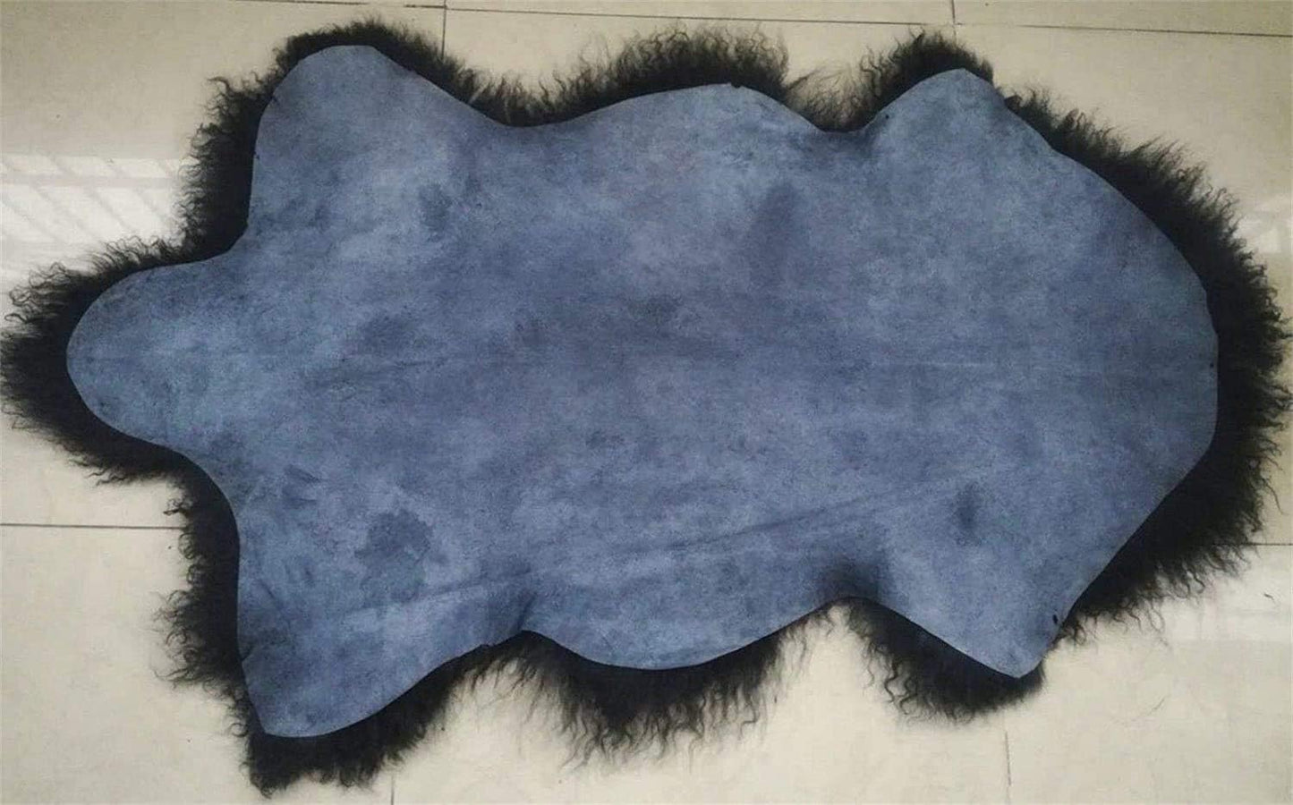 Alfombra lana auténtica oveja tibetana 3.5x2ft negro