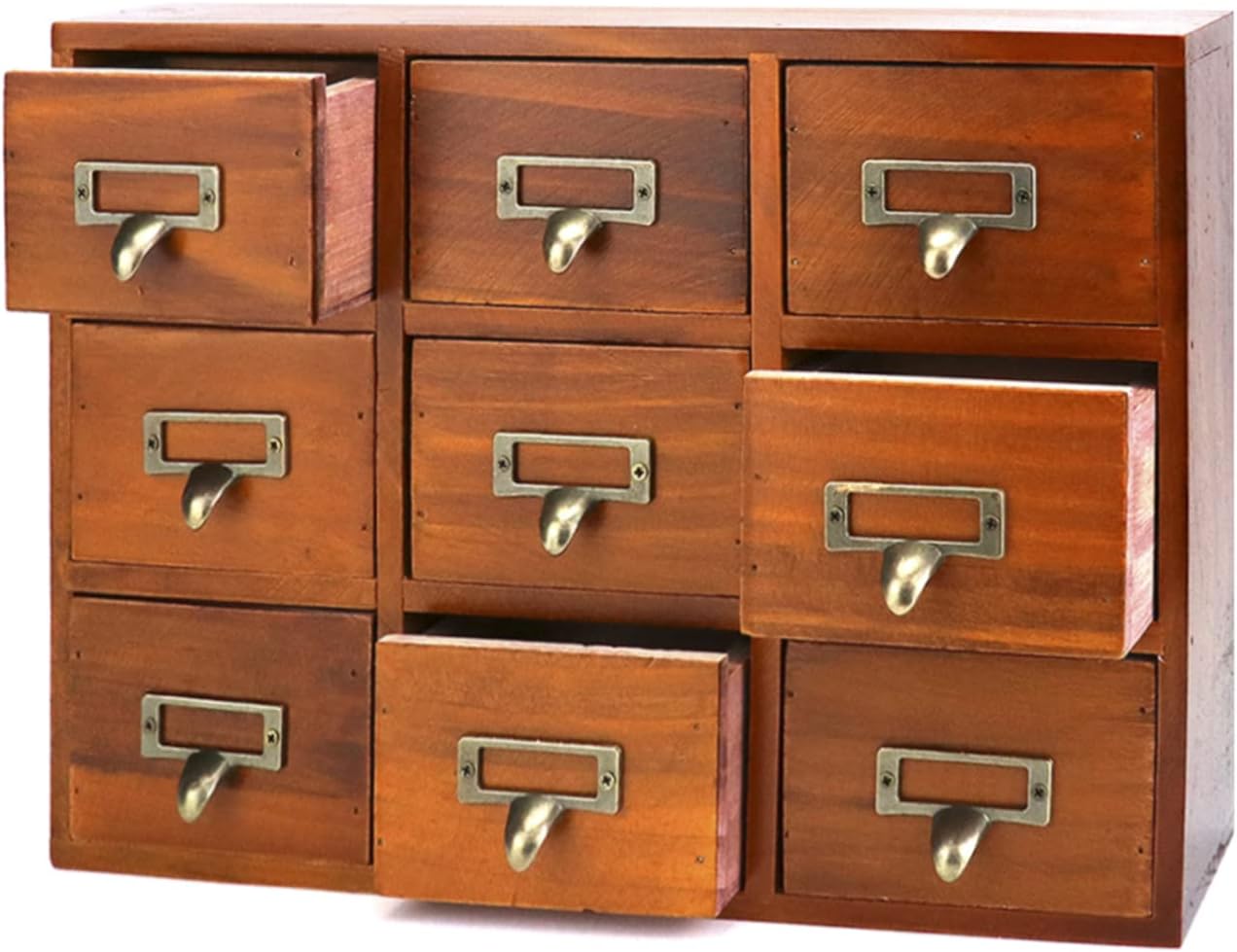 Organiz. cajones madera estilo boticario 9 cajones