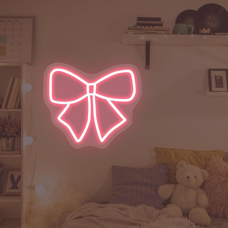 Letrero neón rosa con lazo regulable para pared y salón