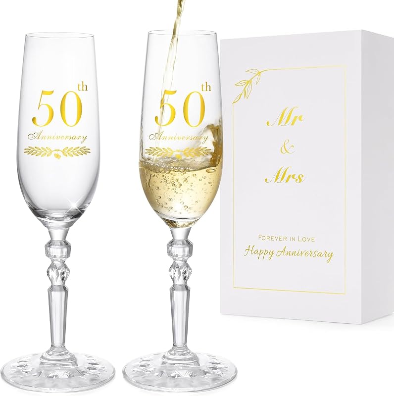Set 2 copas champán cristal estilo clásico 50 aniversario