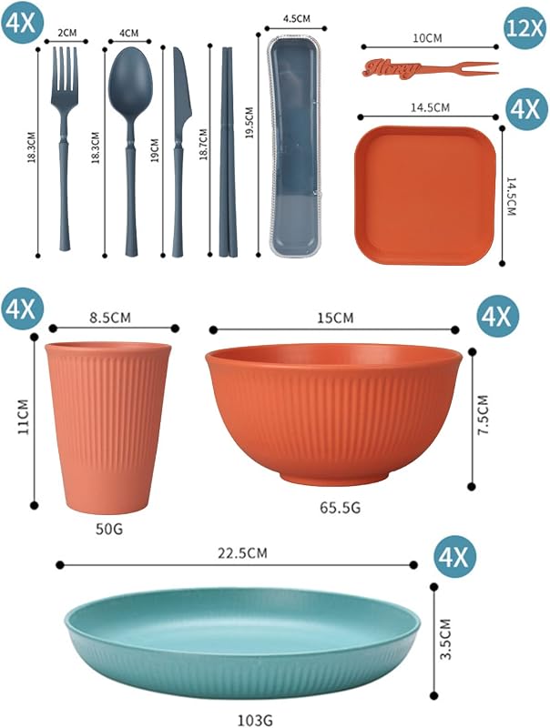 Set 48 Pzas Vajilla Reutiliz. para 4 Personas
