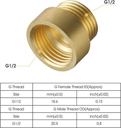 2 Pack Accesorios Latón G1/2 Macho a Hembra 0.787pulg