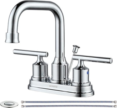 Grifo baño 4pulg cromado con set central y tapón desagüe