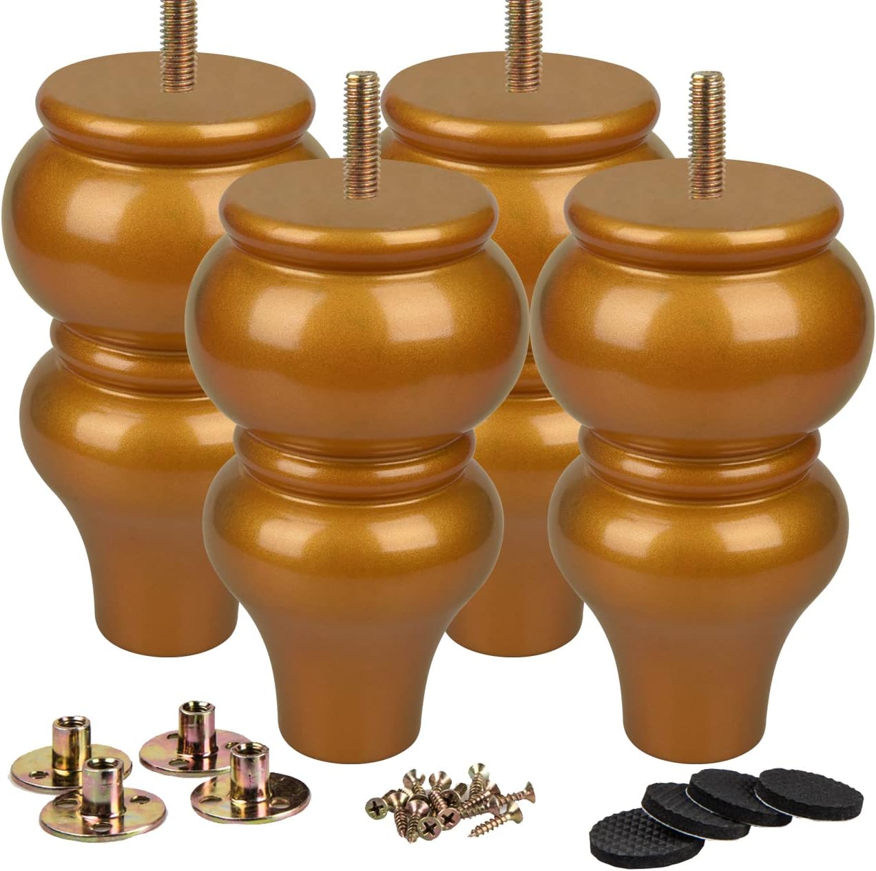 Patas madera mueble 6pulg 4 Pzas perno M8 placa sofá