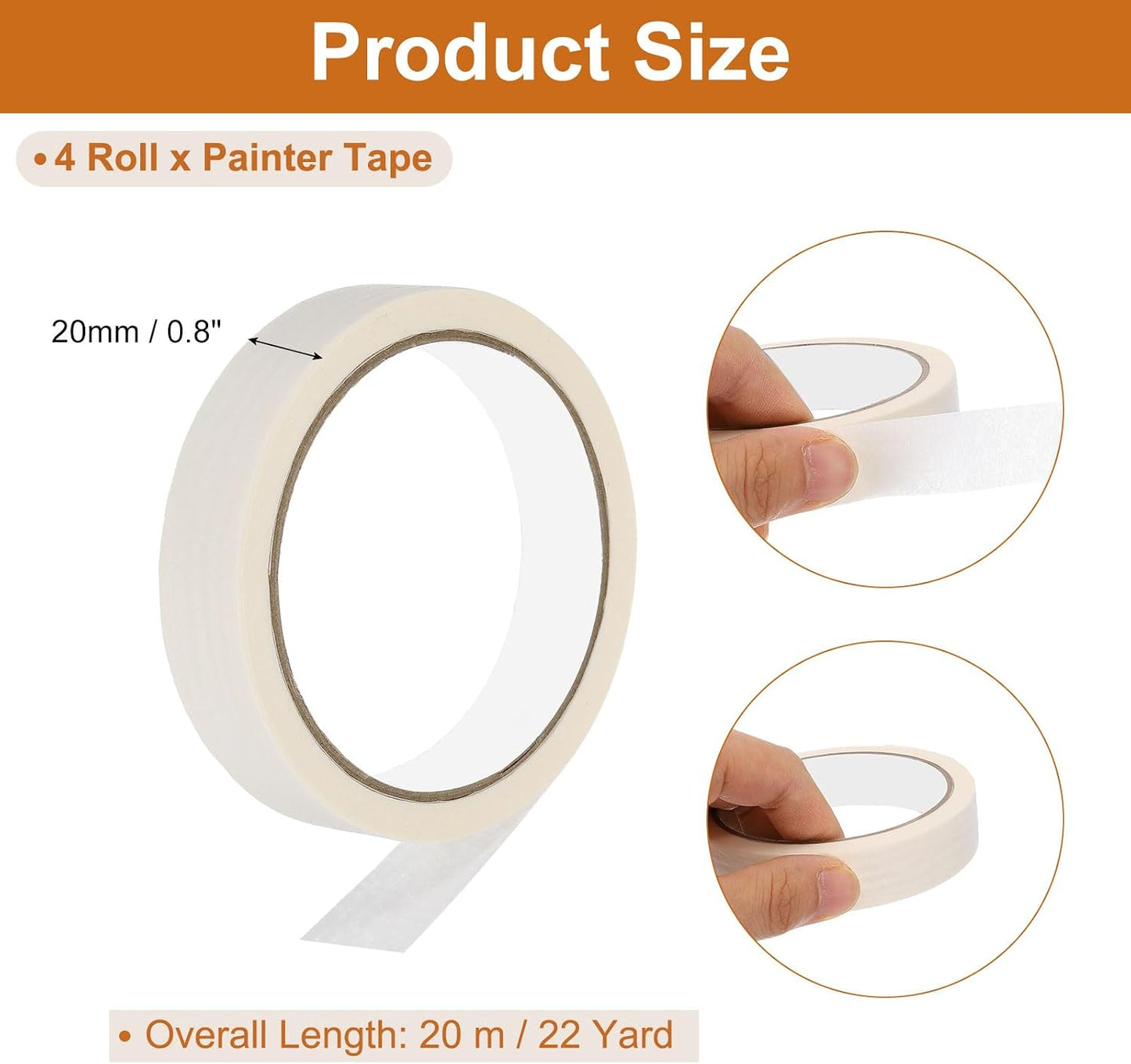 Cinta adhesiva 0.8pulg 4 rollos 22yd pintura
