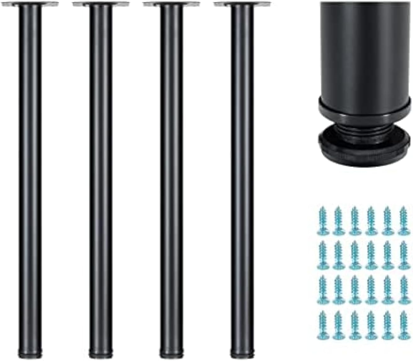Patas mesa ajustables metal 28pulg set 4 negro