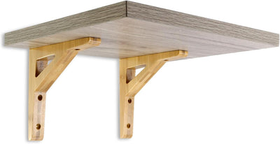 Soportes flotantes madera maciza para estantería pared set 2