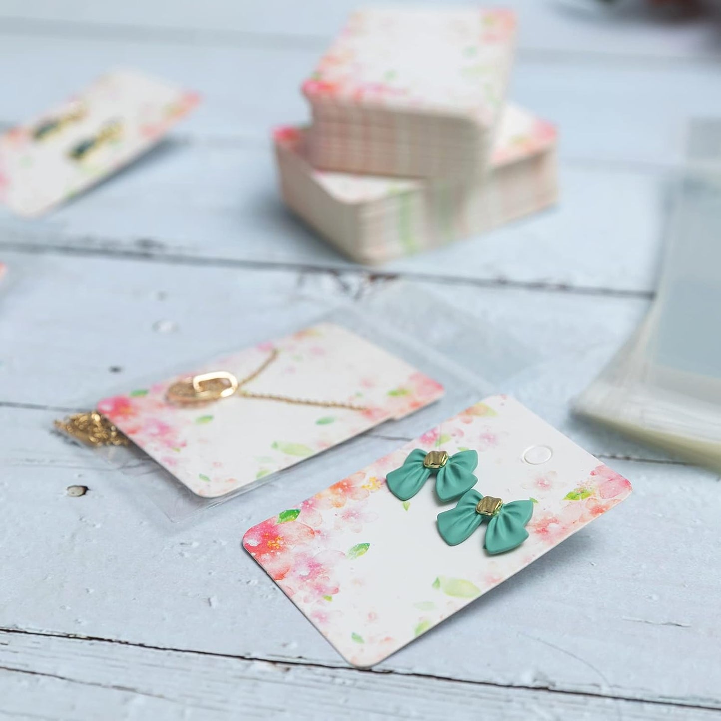 100 Bolsas Tarjetas Exhibición Arete Joyas