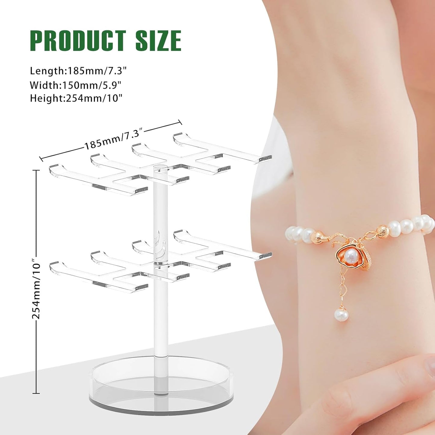 Soporte pulseras acrílico 2 niveles para mujer