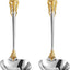 Cucharón acero inox 18/10 7.5pulg para salsa 2 pzas acento dorado