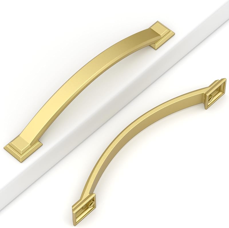 10 Tiradores Gabinete Oro Cepillado 5" Manija Arco